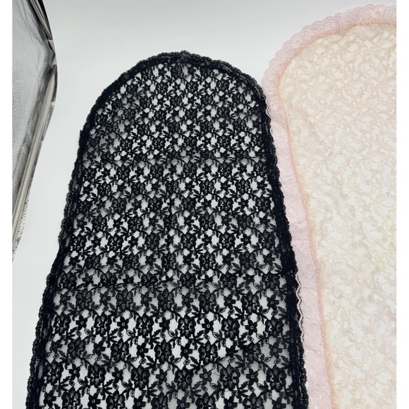 Vintage Lace Table Runners Black & Cream Pink Set Cottagecore Veil Bridal - Picture 3 of 12